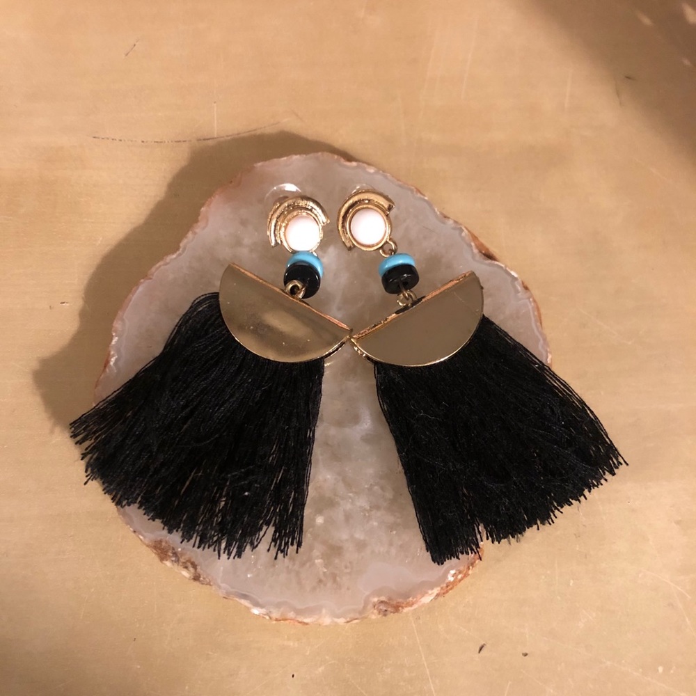 Black and gold earrings